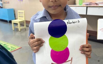 Children of LKG enjoyed the number 3 activity by making colourful ice cream scoops, making learning both fun and engaging!”