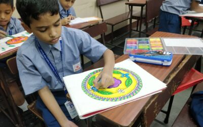 Grade 5: The pupils exhibited their drawing and painting skills by making intricate designs with lines and shapes.