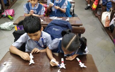 Grade 2 – Students made bunnies using plastic spoons.