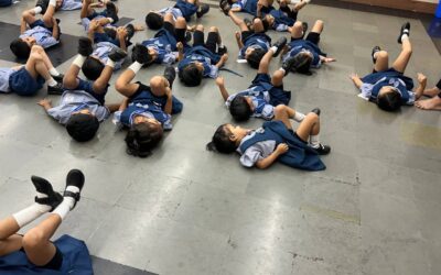 L-KG: The children actively followed the instructions given by the yoga teacher and thoroughly enjoyed the yoga period while performing different asanas with enthusiasm.